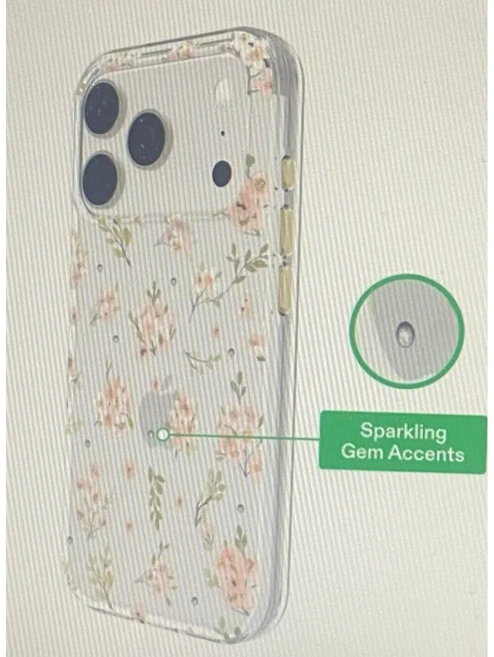 Onn Case for iPhone 17 Pro Pink Floral with Gems